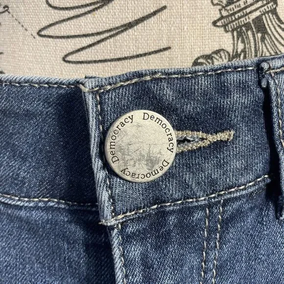 Democracy Ab Technology Skinny Jeans Women's Size 2 Dark Wash Raw Hem Ankle - Picture 4 of 9